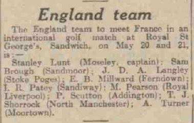 1952-Patey in England team to play France