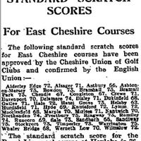 1933-Standard Scratch Scores for Cheshire clubs