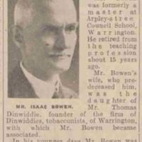 1939-Death of Isaac Bowen